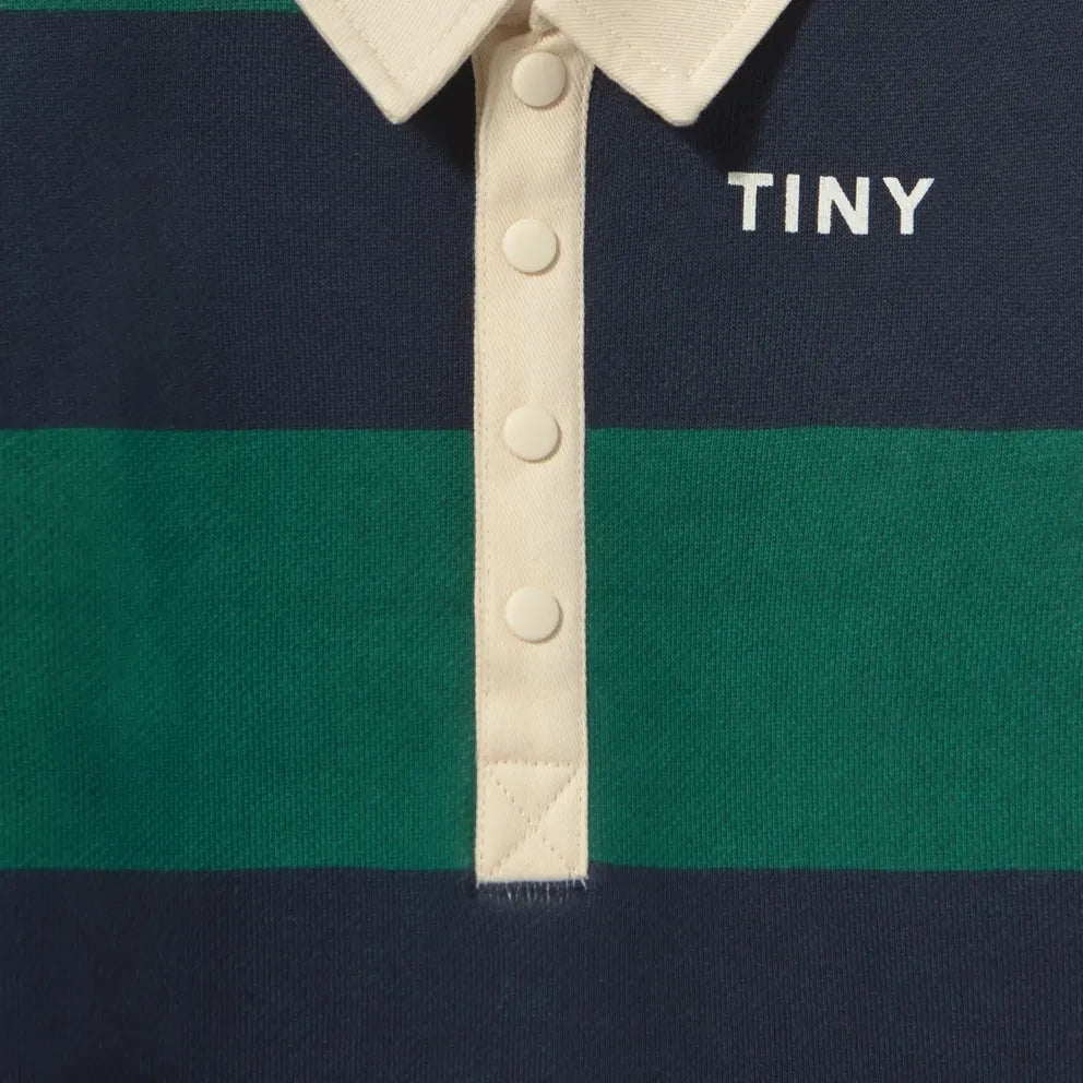 Tinycottons - Organik Pamuk Çizgili Polo Tulum | Yeşil