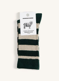 Homecore - Calcetines de Merino a Rayas | Verde oscuro