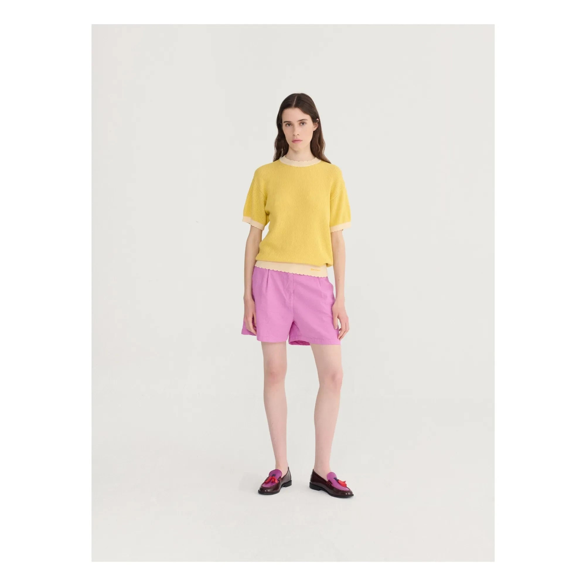 Bobo Choses - Shorts plisados de seersucker de algodón morado