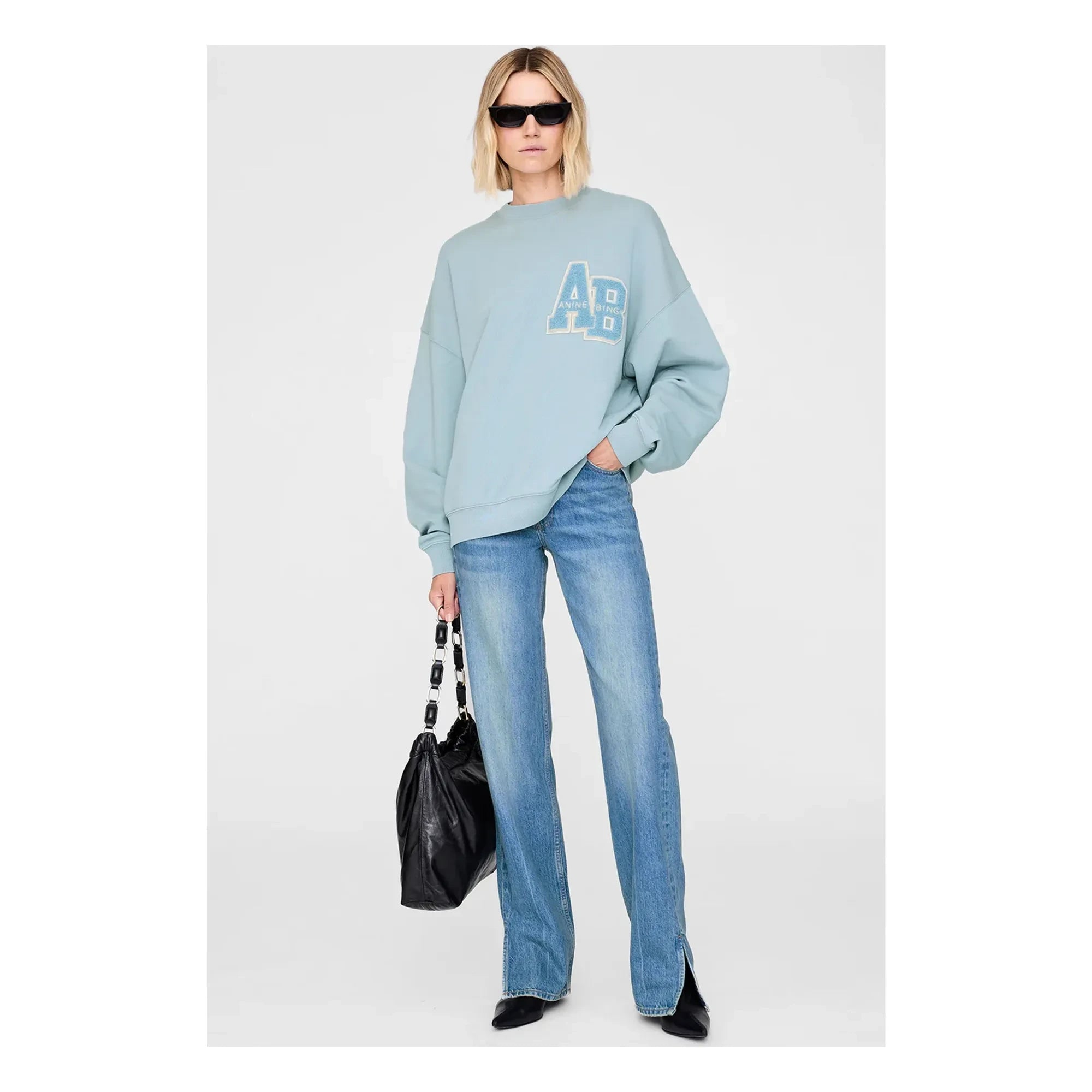 Anine Bing - Sudadera oversize Miles Letterman | Azul Claro