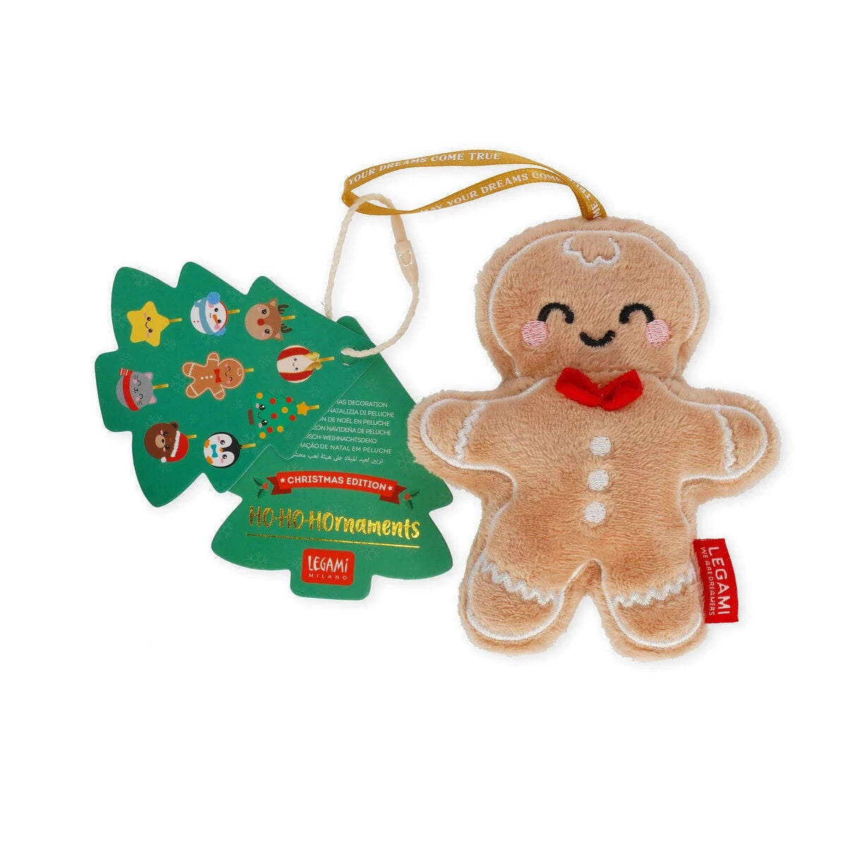 Legami - Juguete de Peluche Decoración Navideña - Pan de Jengibre - Oh-Oh-Ohrnaments