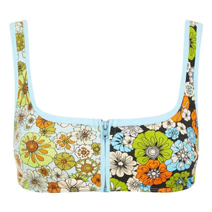 Alémais - Top de punto con estampado floral naranja Fibras recicladas | Azul claro