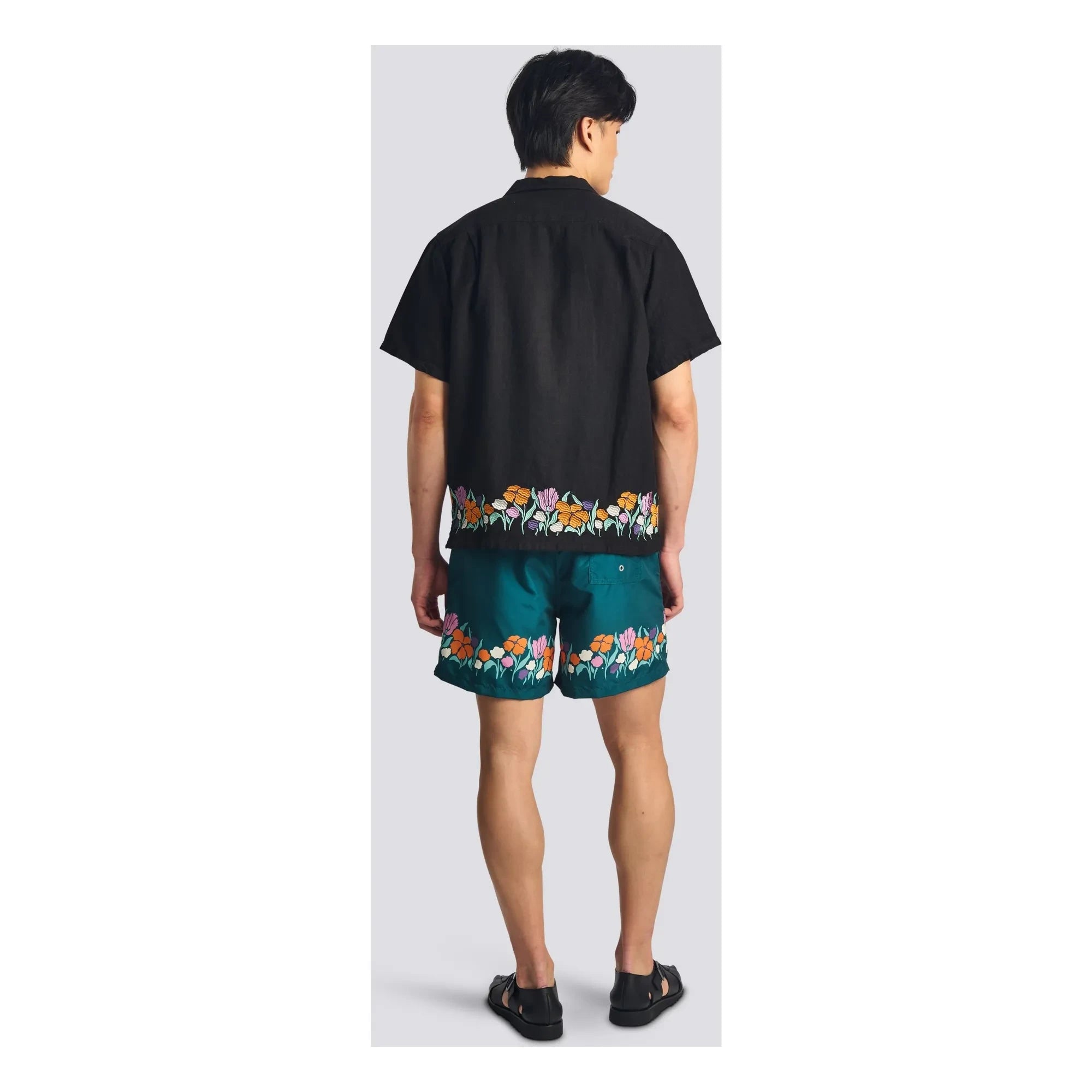 Bather - Camisa de lino de campamento | Negro