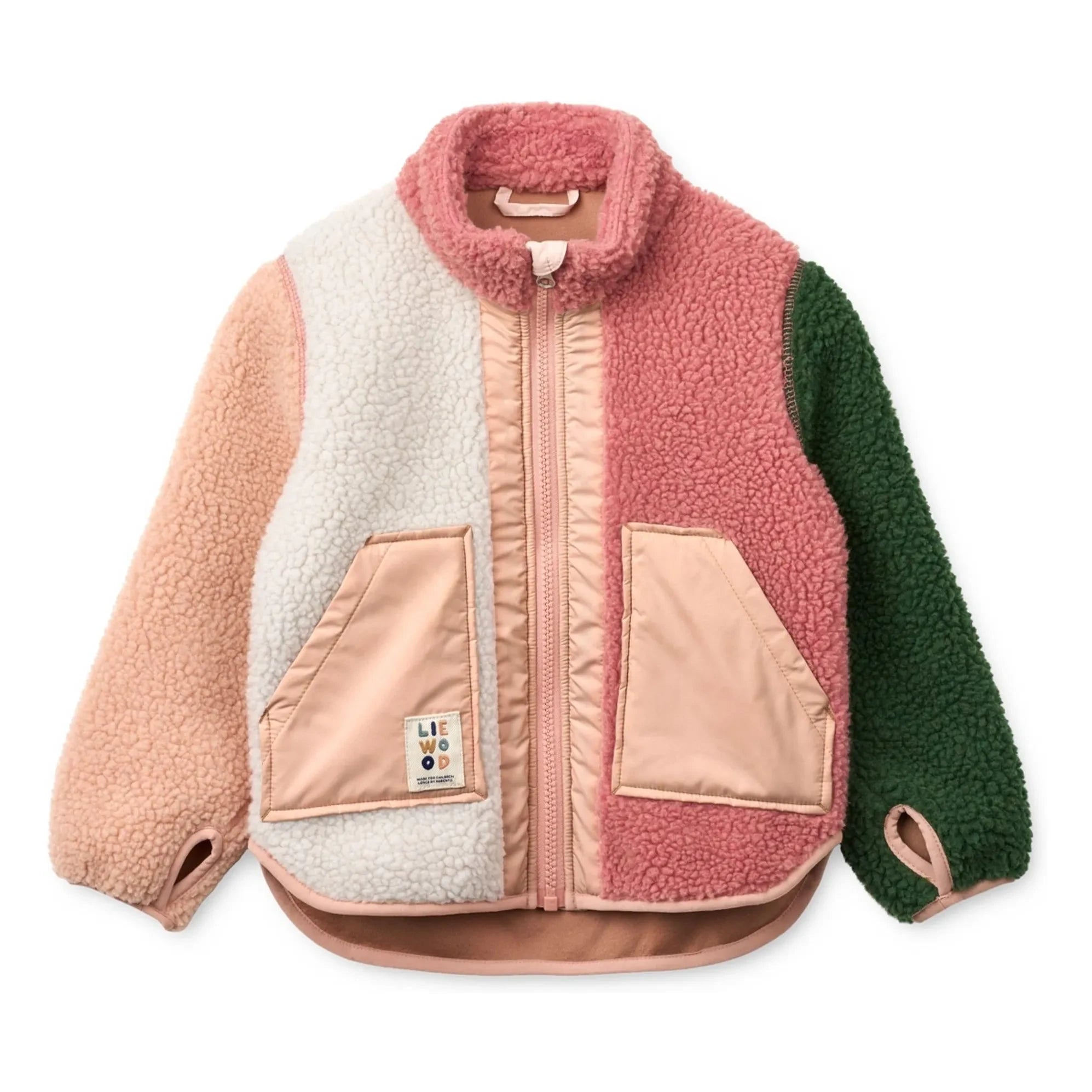 Liewood - Chaqueta Sherpa de Fibra Reciclada con Bloques de Color Noam | Rosa