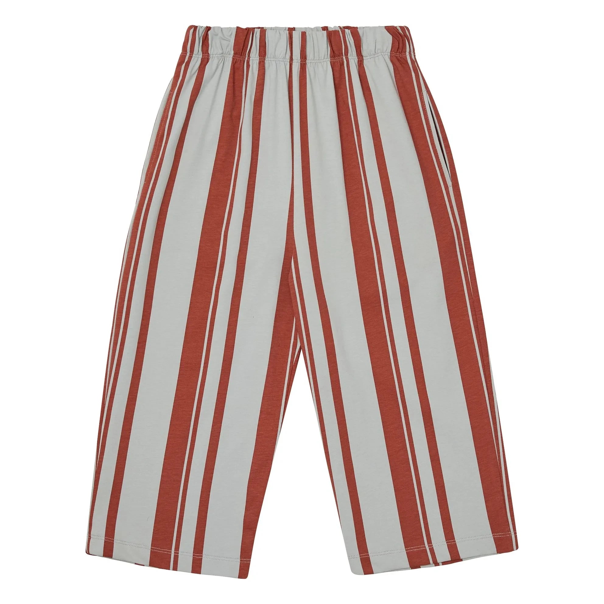 Historia principal - Pantalones de punto a rayas de algodón orgánico | Rojo