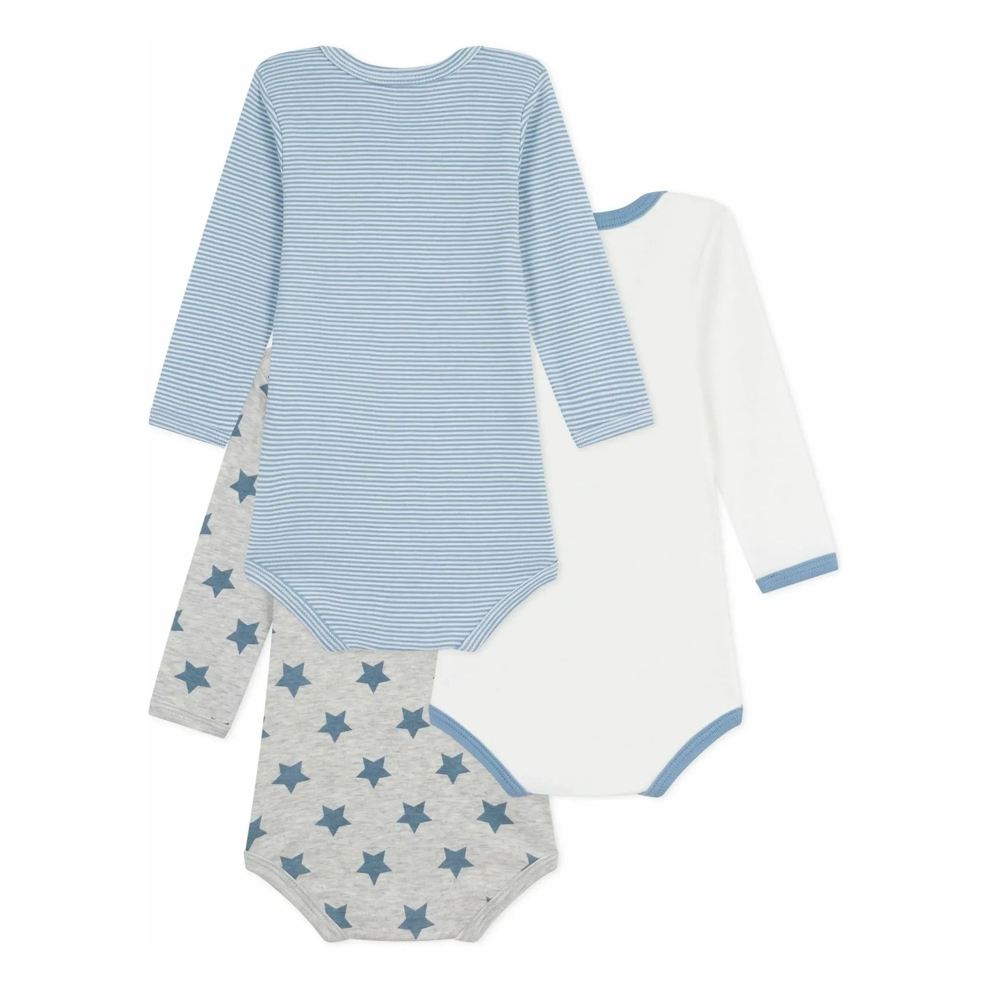 Petit Bateau - Conjunto de 3 bodys de rayas | Azul
