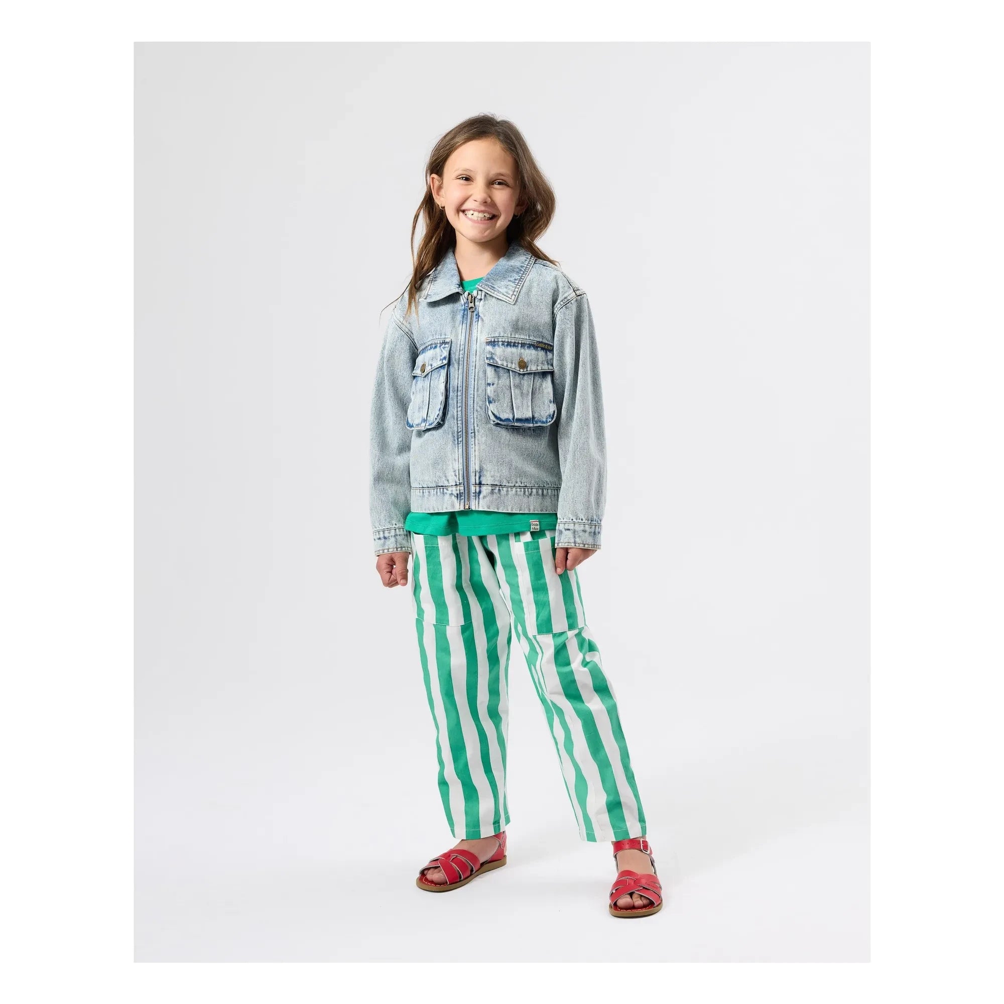 Goldie + Ace - Pantalones con bolsillo a rayas | Verde