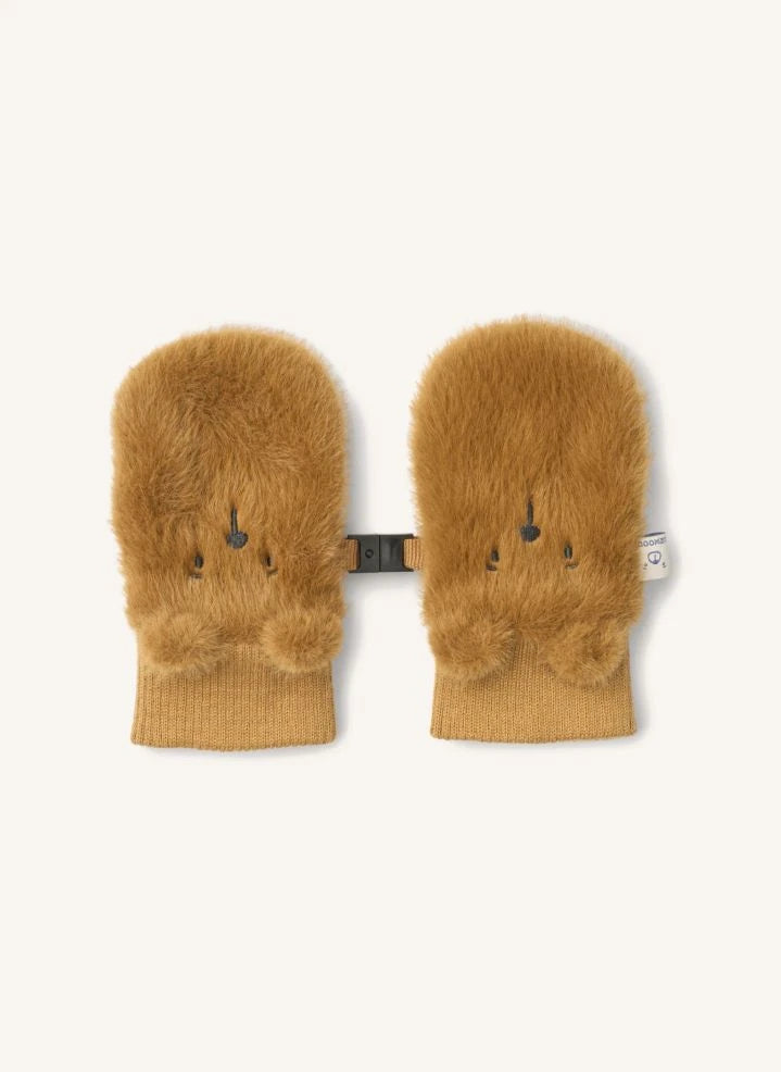 Liewood - Guantes de Invierno de Oso Lizzy de Peluche Reciclado | Caramelo