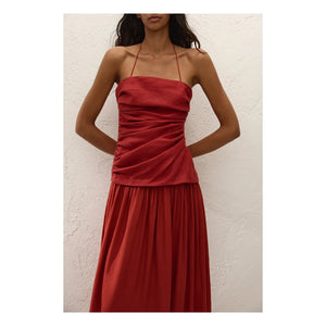 Faithfull the Brand - Vestido Maxi de Algodón Notte | Terracota