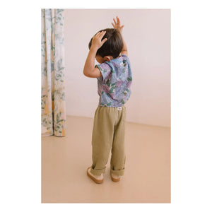 Studio Bohème - Pantalón de gofre de algodón orgánico Cousin Gaze | Caqui claro
