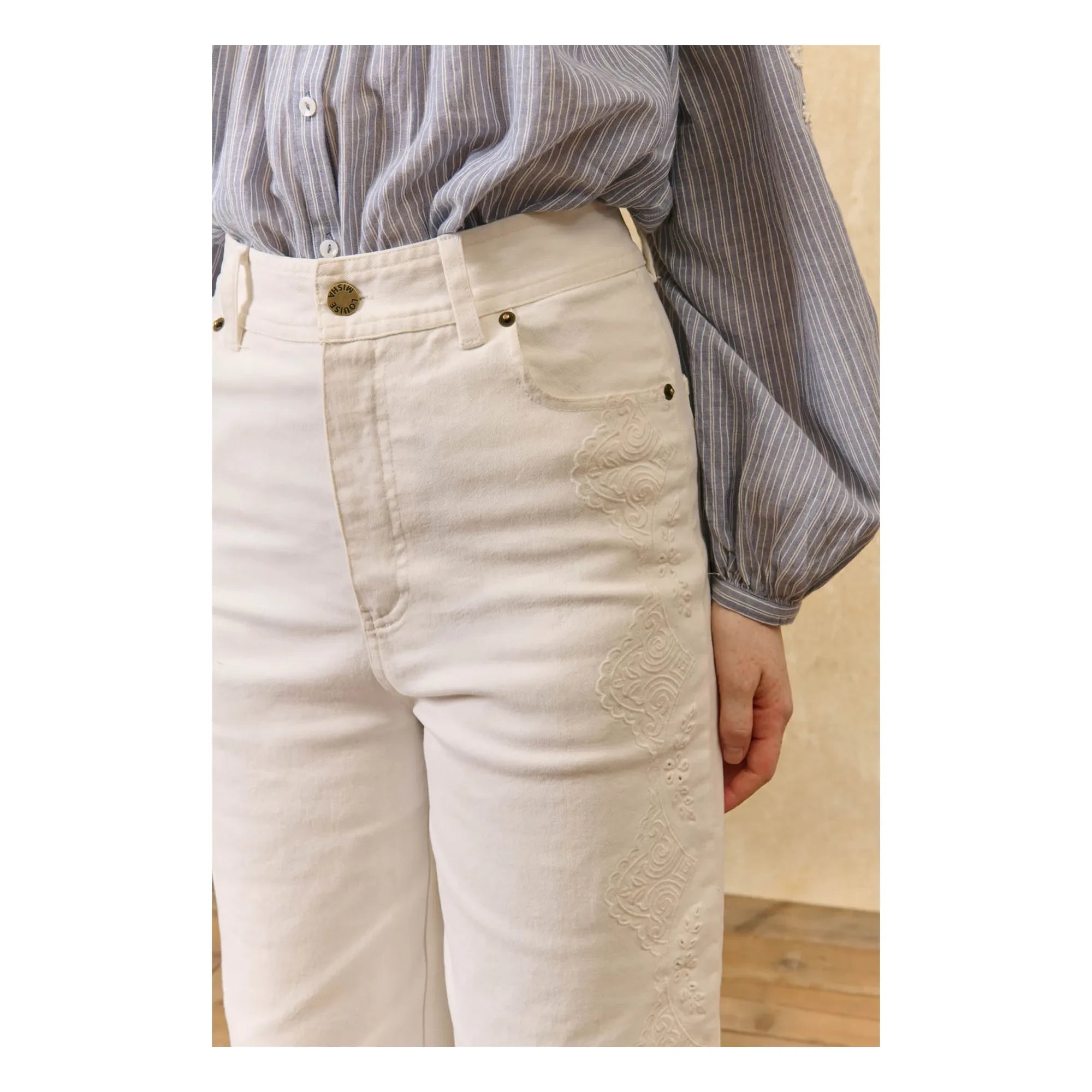 Louise Misha - Pantalones Solange de Algodón | Blanco