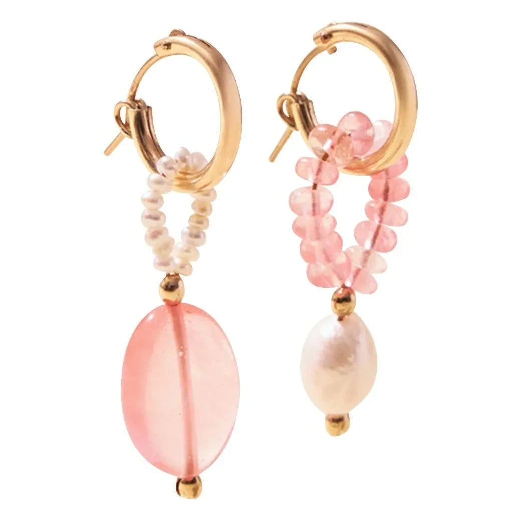 Camille Colette Studio - Pendientes de aro Jim Quartz | Rosa