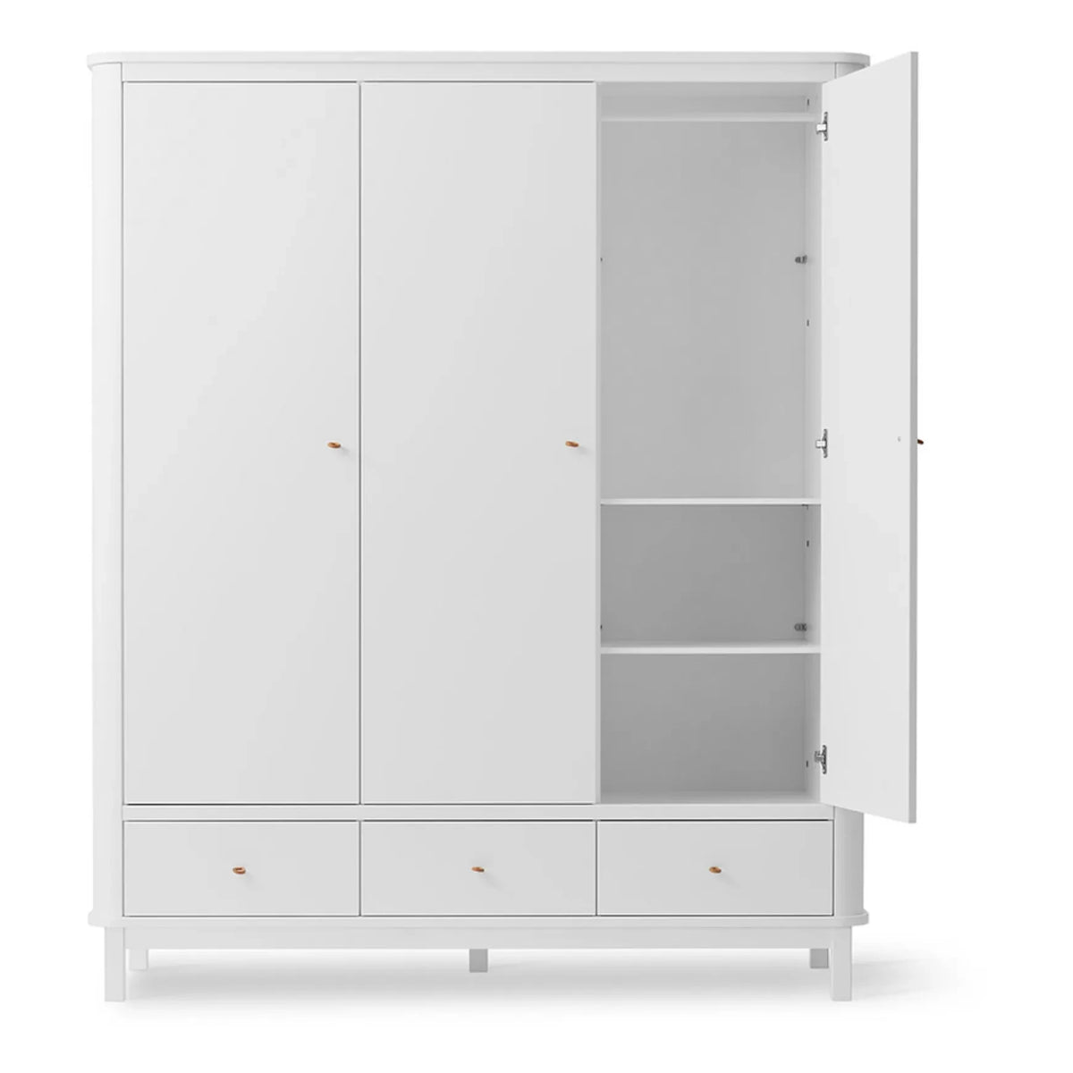 Oliver Furniture - Armario de Abedul de 3 Puertas 204 x 168 cm | Blanco