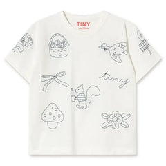 Tinycottons - Camiseta de algodón orgánico con estampado de setas | Blanca