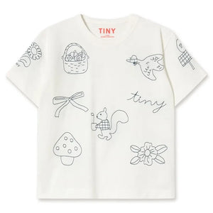 Tinycottons - Camiseta de algodón orgánico con estampado de setas | Blanca