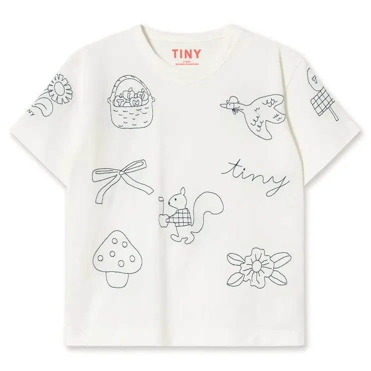 Tinycottons - Camiseta de algodón orgánico con estampado de setas | Blanca