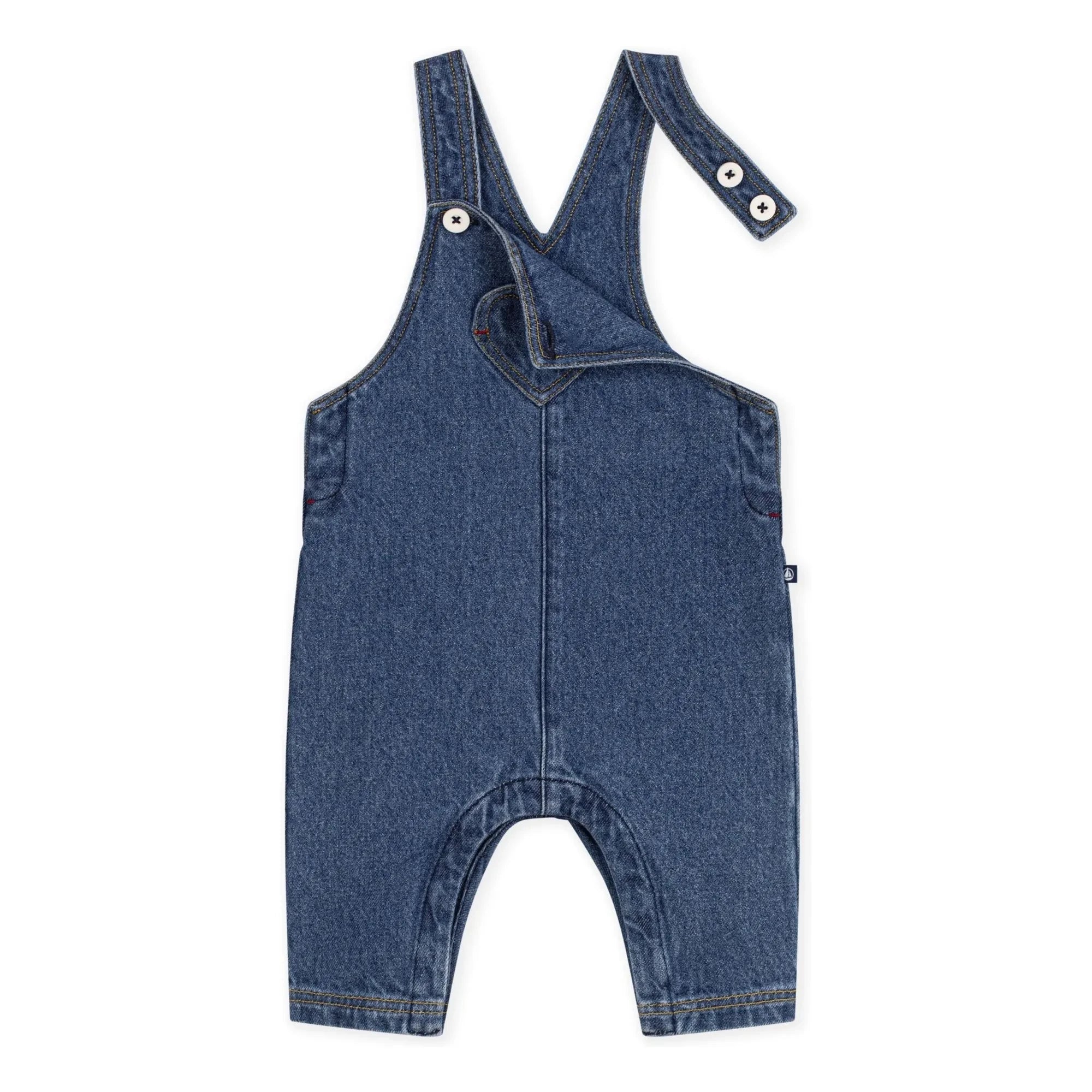 Petit Bateau - Organik Pamuk Denim Kalp Salopet | Mavi