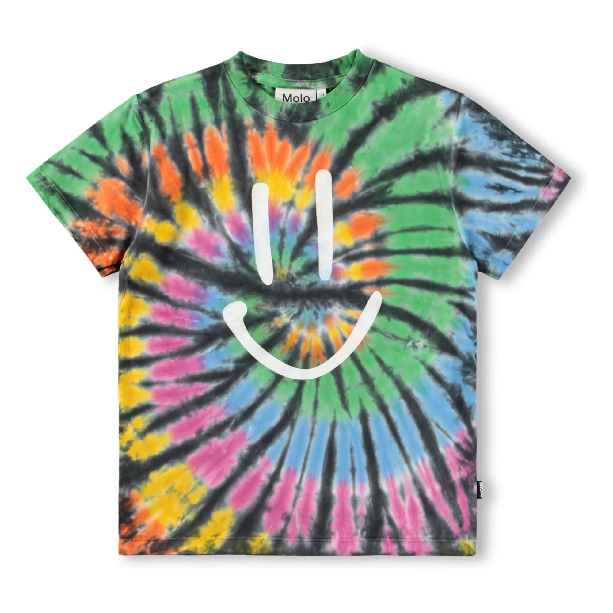 Molo - Camiseta de algodón orgánico teñido anudado Roxo Smile | Verde