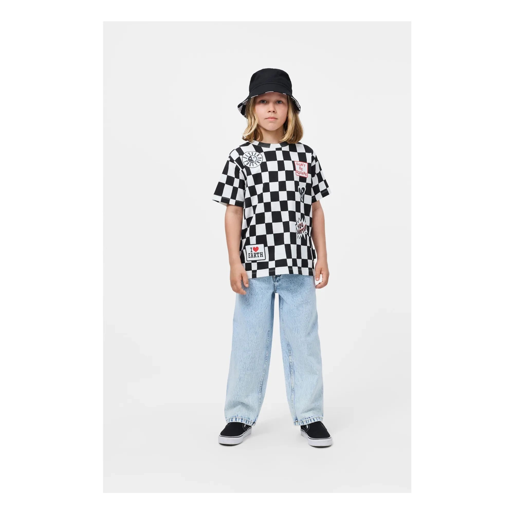 Molo - Camiseta de algodón orgánico Riley Damier | Negro