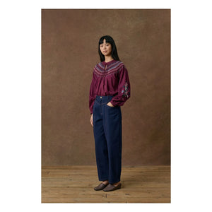 Louise Misha - Pal Organik Pamuk Bluz | Bordo