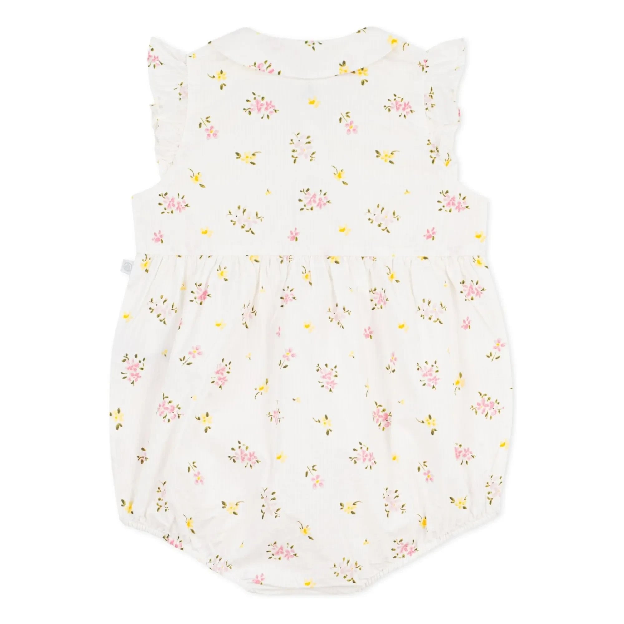 Petit Bateau - Peto de seersucker blanco de algodón orgánico con estampado floral