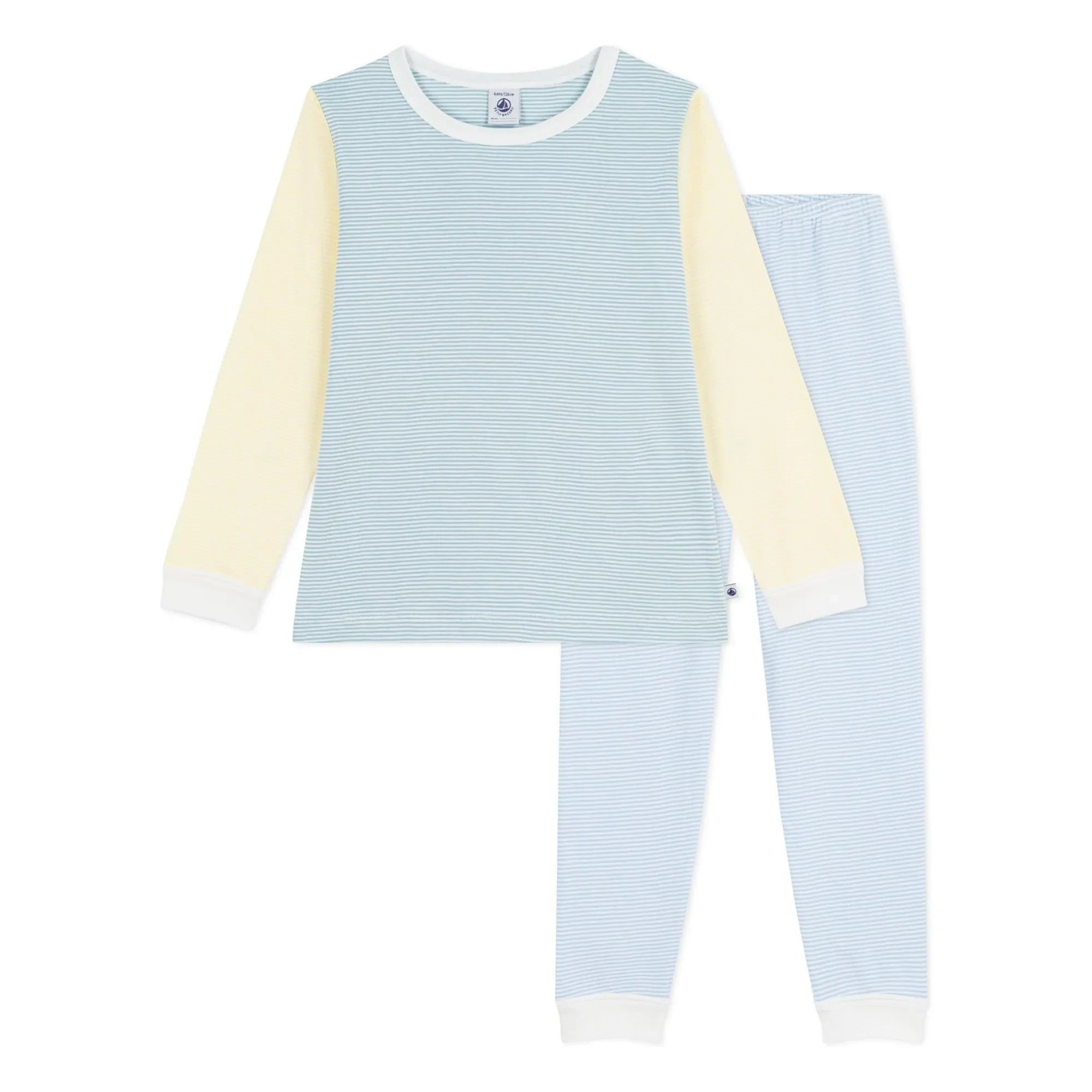 Petit Bateau - Pijama a rayas con bloques de color Milleraies | Verde