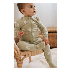 Petit Lem - Pijama convertible de algodón orgánico y modal con motivos de cordero | Verde