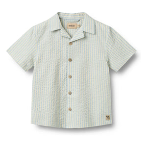 Wheat - Camisa de algodón orgánico a rayas Anker | Azul claro