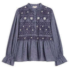 Louise Misha - Ileana Organik Pamuk Bluz | Indigo