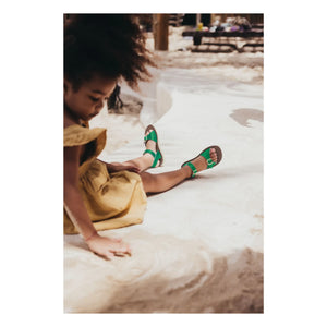 Salt-Water - Sandalias de piel impermeables Surfer | Meadow Green