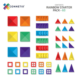 Connetix - Kit de inicio - 60 piezas | Arcoíris