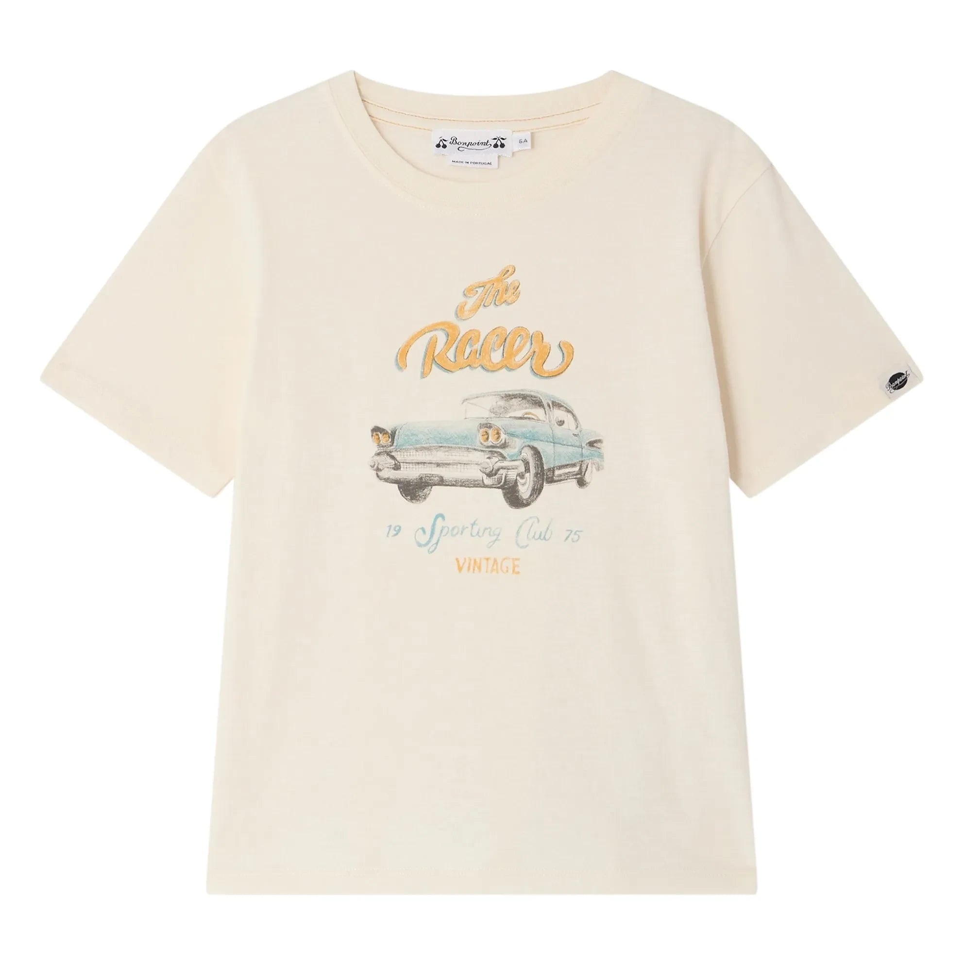 Bonpoint - Camiseta de Algodón Orgánico Thibald Coche | Marfil