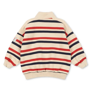 Konges Sløjd - Loupy Çizgili Organik Pamuk Fermuarlı Sweatshirt | Ecru