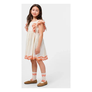 Molo - Vestido Clementine con volantes de algodón orgánico | Blanco roto
