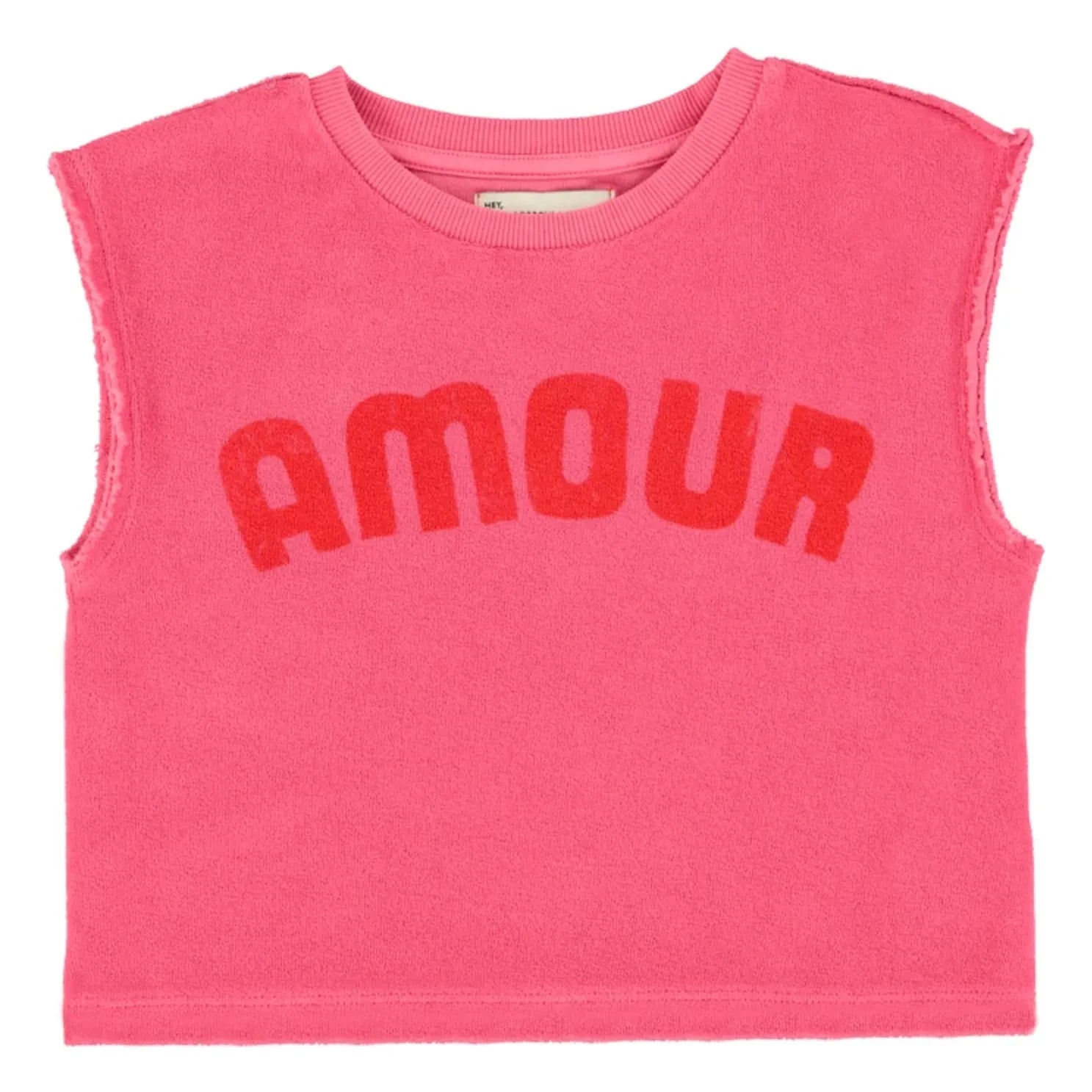 Piupiuchick - Camiseta sin mangas de esponja de algodón orgánico Love | Fucsia