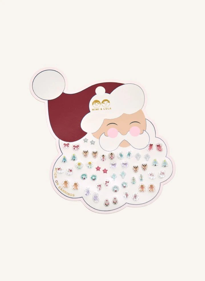 Mimi & Lula - Yapışkanlı Noel Baba Küpeleri | Beyaz