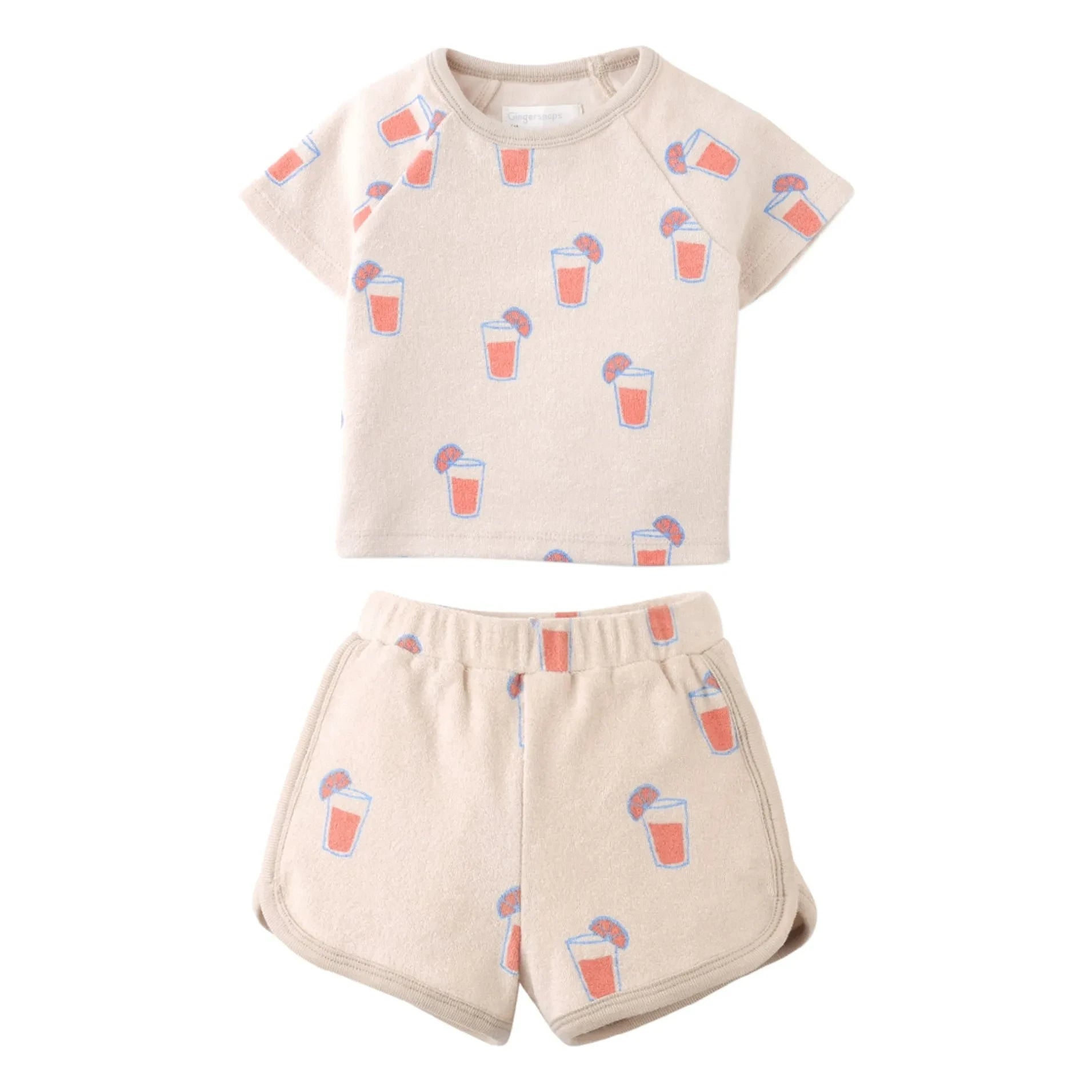 Gingersnaps - Conjunto de camiseta y pantalón corto Matthew | Beige jaspeado