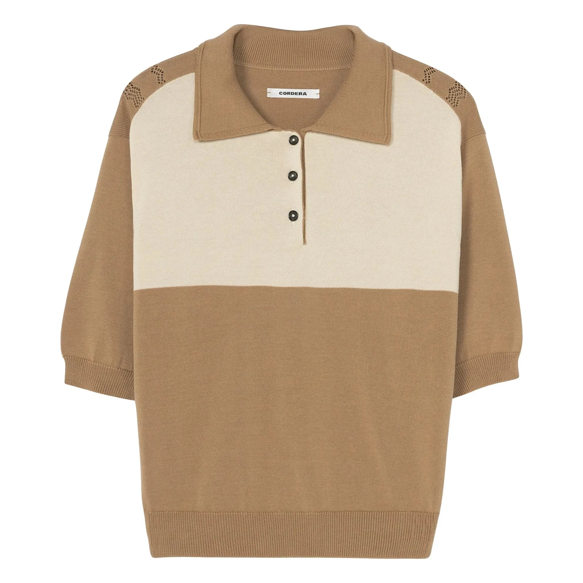 Cordera - Polo de algodón orgánico con bloques de color | Camel