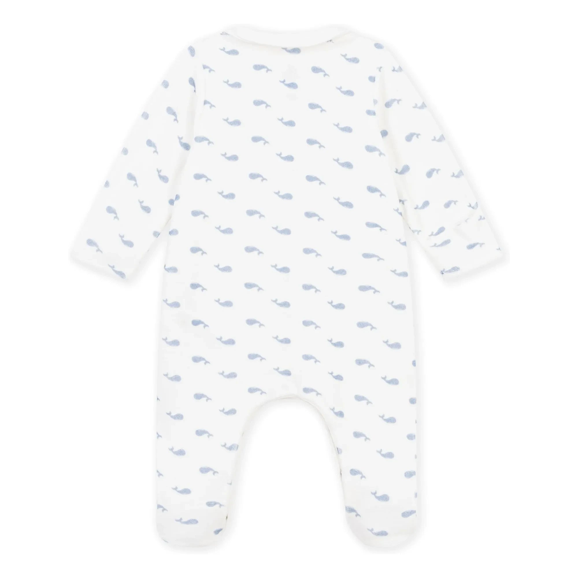 Petit Bateau - Pyjamas Dors Bien Baleines Kadife Organik Pamuk | White