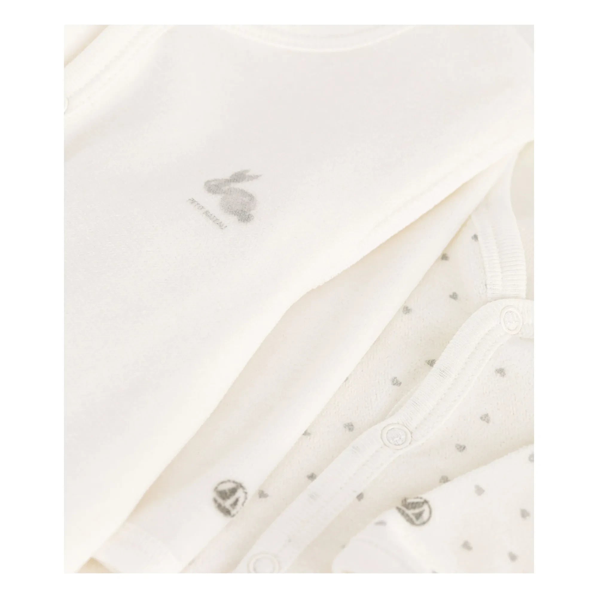 Petit Bateau - Conjunto de Pijama de Velour Dors Bien de 2 Piezas | Blanco