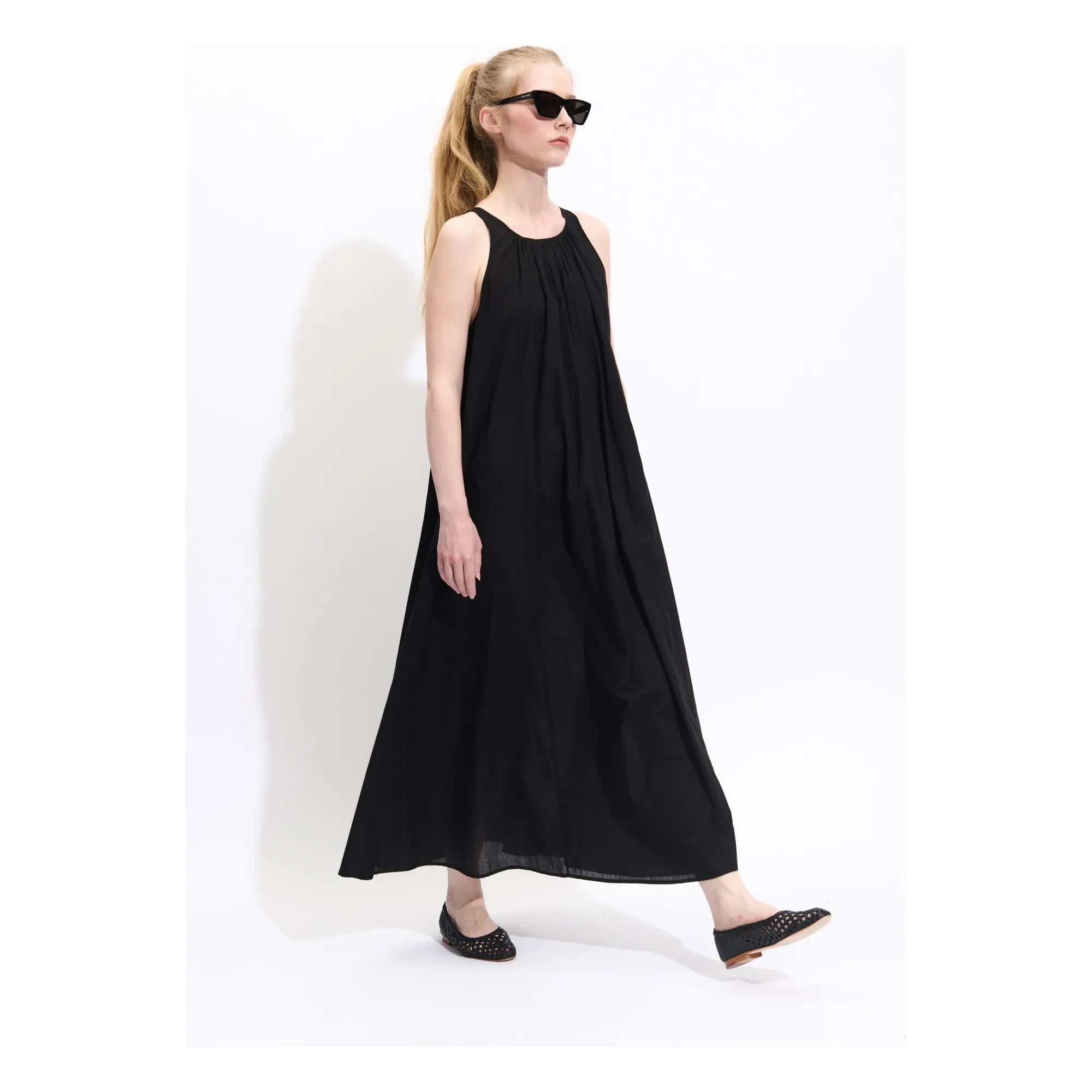 BELLEPIECE - Vestido de velo de algodón Biaccio | Negro