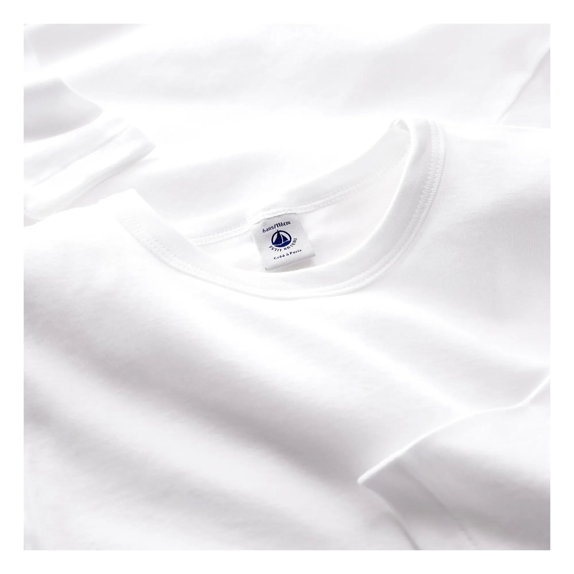 Petit Bateau - Conjunto de 2 camisetas de manga larga de algodón orgánico | Blanco