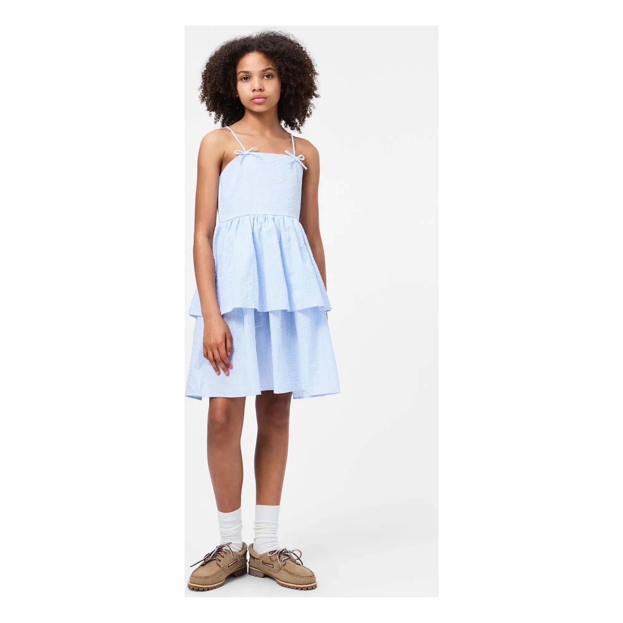 Molo - Vestido de volantes con rayas Chelsea Algodón orgánico | Azul claro