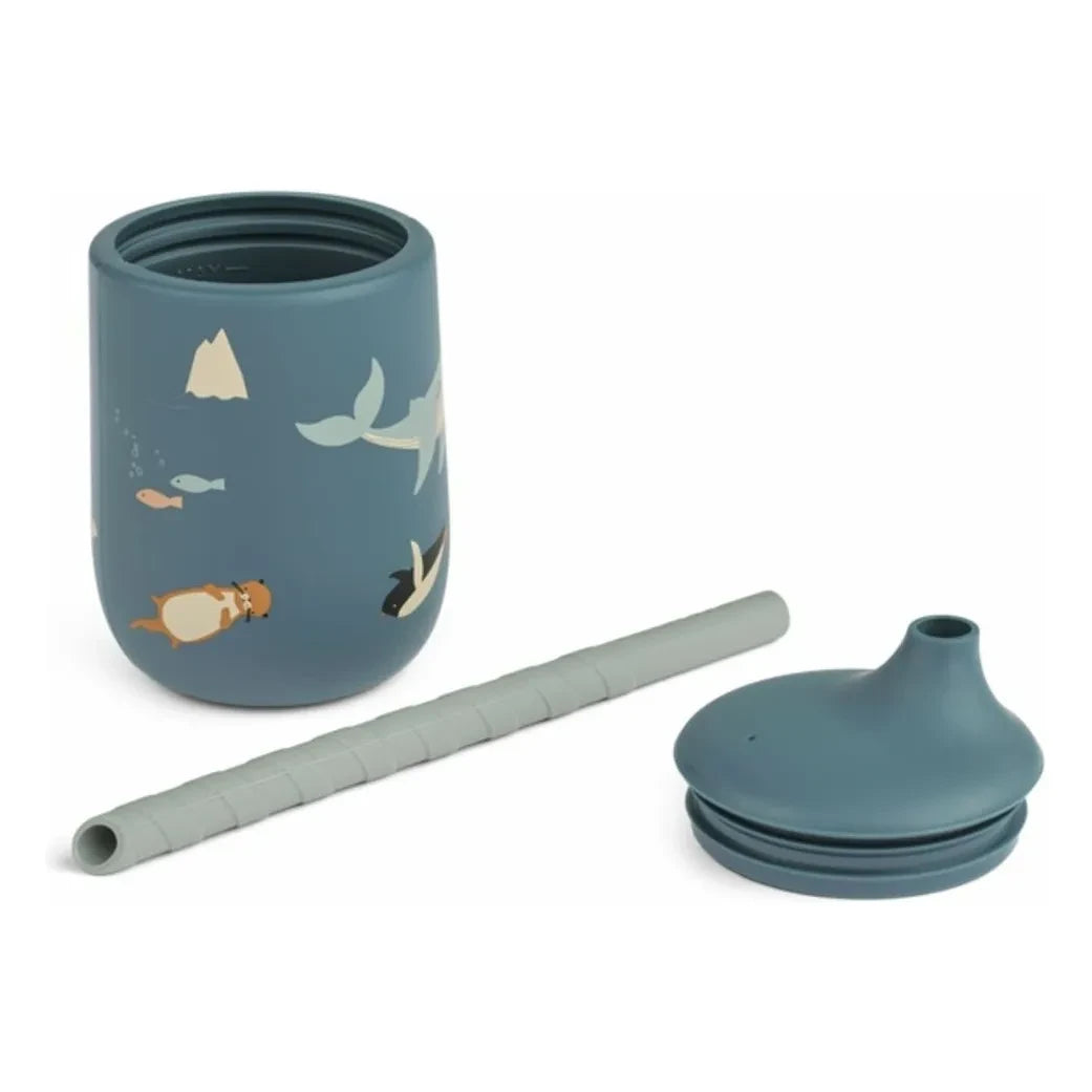 Liewood - Vaso con pajita de silicona Ellis | Arctic Sea/Ocean View