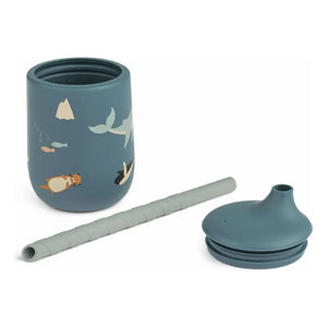 Liewood - Vaso con pajita de silicona Ellis | Arctic Sea/Ocean View