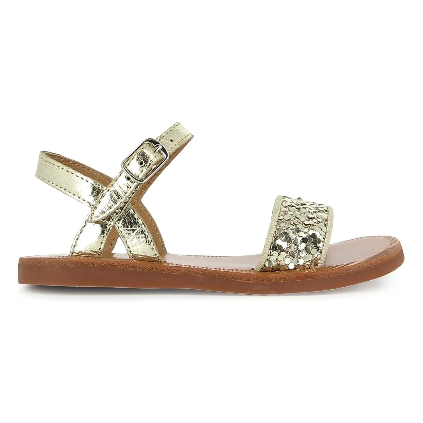 Pom d'Api - Sandalias brillantes con hebilla Plagette | Dorado