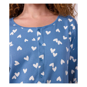 Petit Bateau - Kalp Desenli Organik Pamuk Uyku Tulumu | Blue