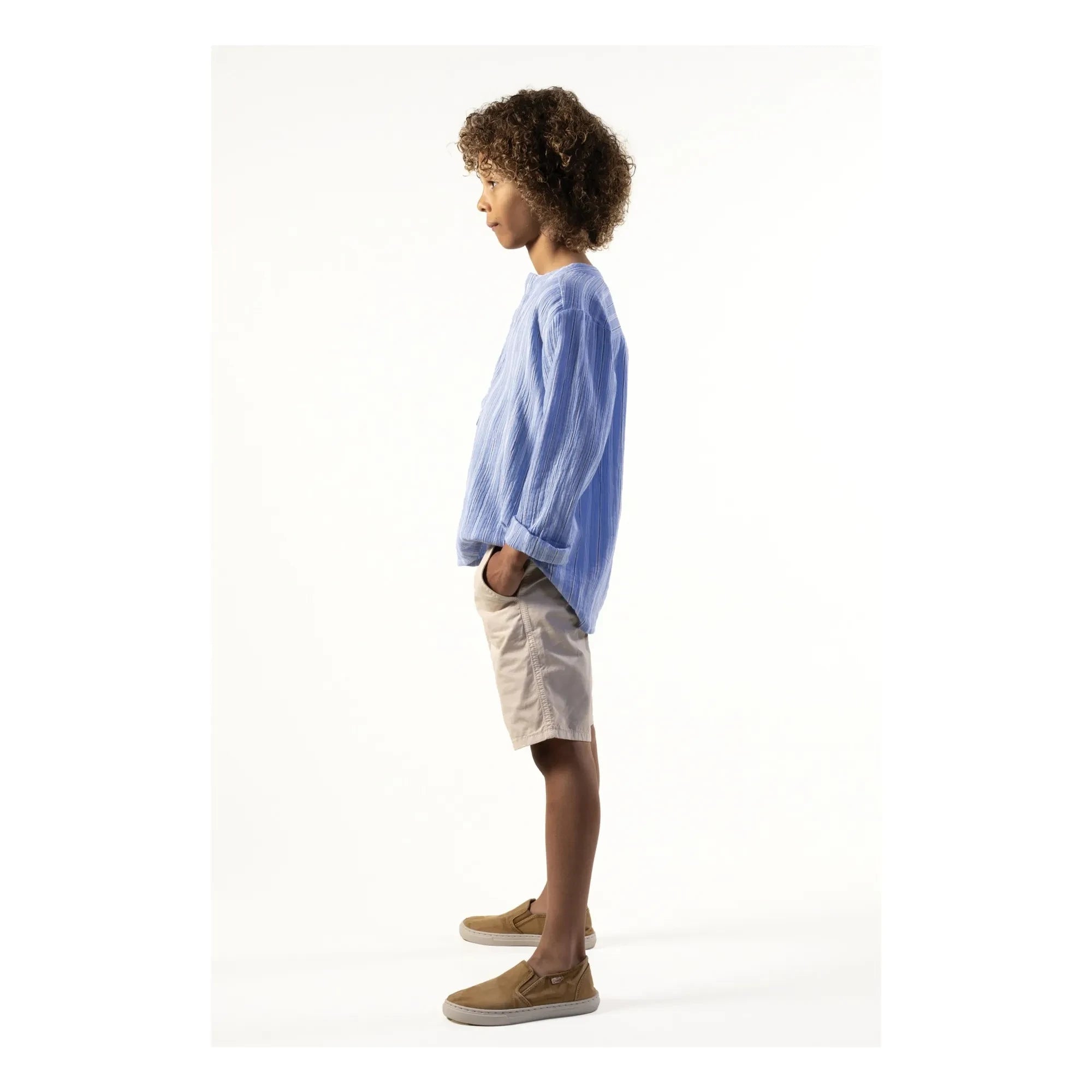 Sunchild - Blusa a rayas Negril con cuello tunecino | Azul