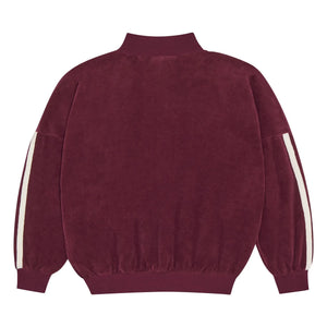 The Campamento - Renk Bloklu Kadife Logolu Sweatshirt | Bordo