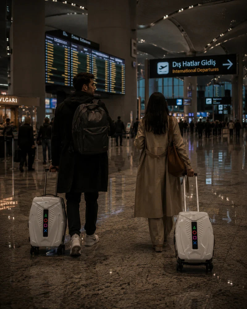 iPixi - Galaxy Voyager LED Ekranlı Akıllı Beyaz Valiz